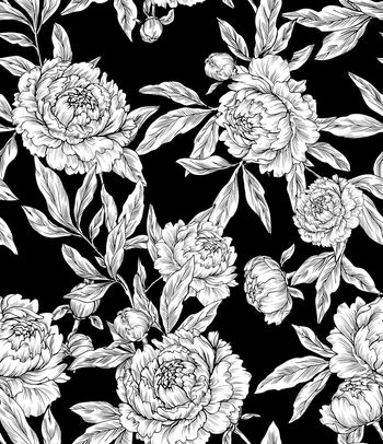 1121337-180917牡丹黑白