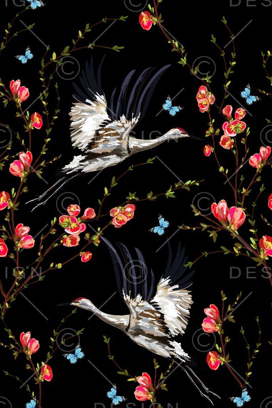 仙鹤印花华亿平台图片