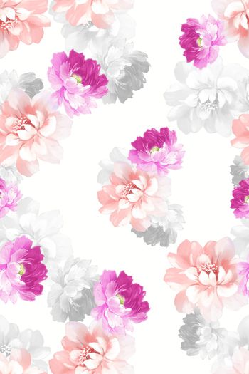 手绘花卉印花华亿平台图片