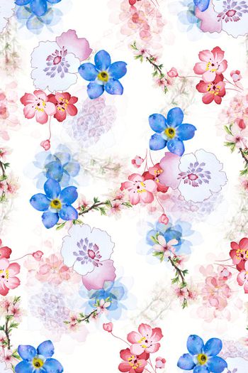 手绘花卉印花华亿平台图片