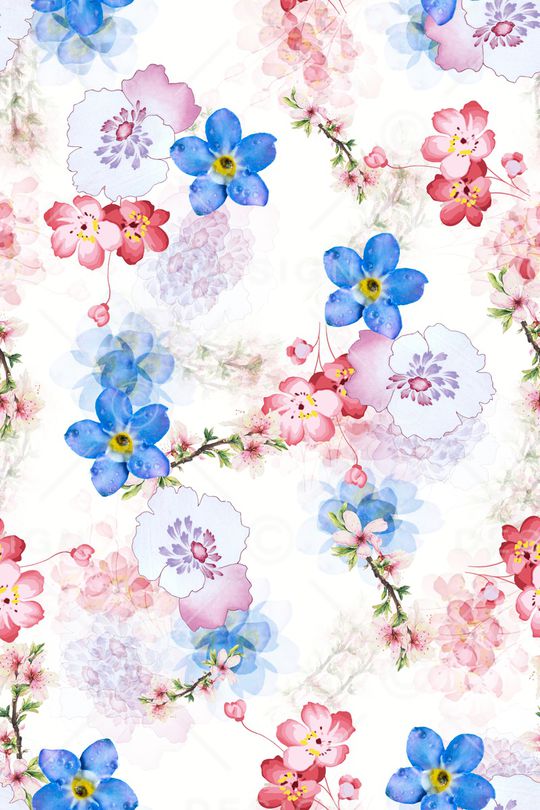 手绘花卉印花华亿平台图片