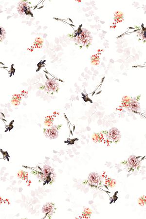 手绘花卉印花华亿平台图片