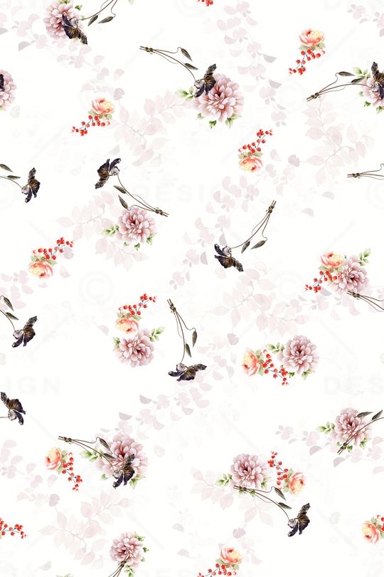 手绘花卉印花华亿平台图片