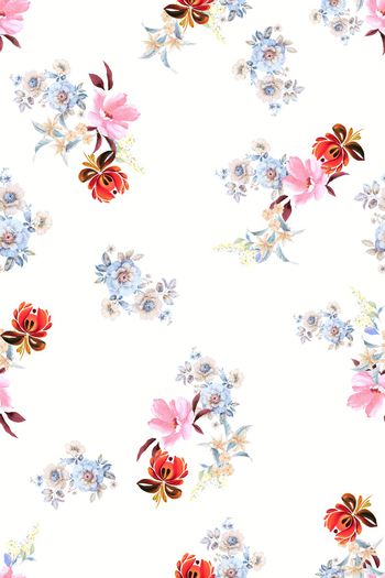 手绘花卉印花华亿平台图片