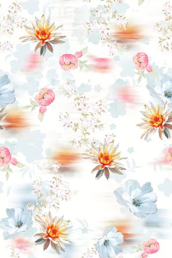 手绘花卉印花华亿平台图片