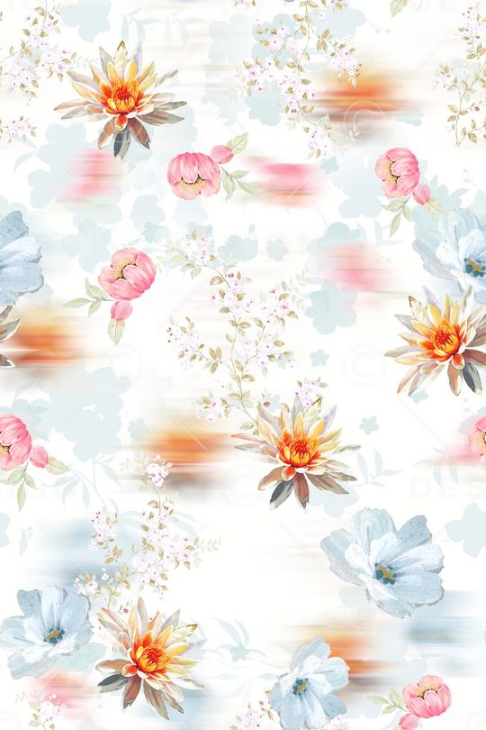 手绘花卉印花华亿平台图片