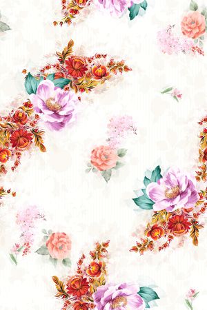 手绘花卉印花华亿平台图片