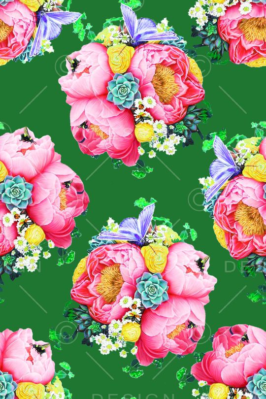 手绘花卉印花华亿平台图片