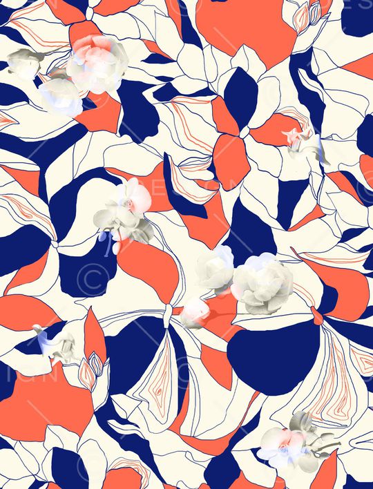 几何花卉印花华亿平台图片