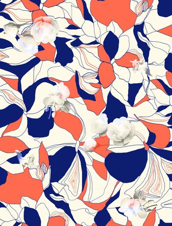 几何花卉印花华亿平台图片