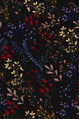 黑底花卉印花华亿平台图片