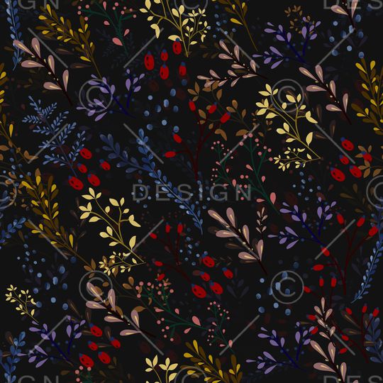 黑底花卉印花华亿平台图片