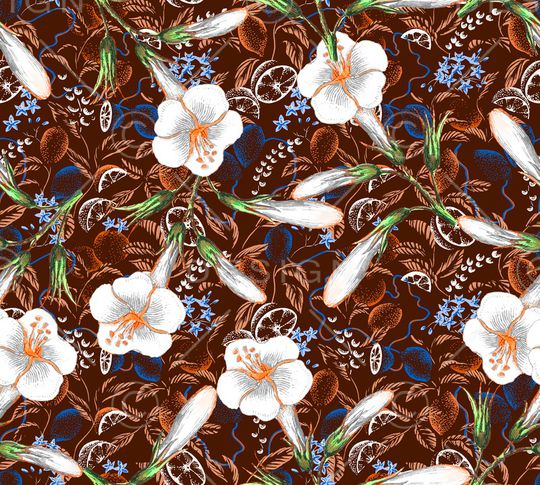 彩底花卉印花华亿平台图片