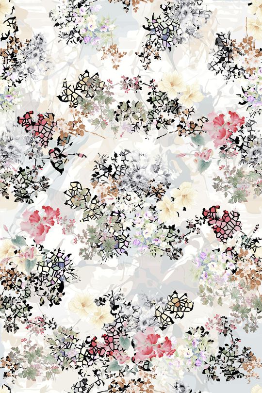 手绘花卉印花华亿平台图片