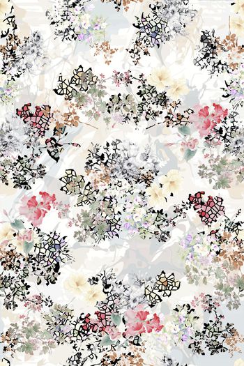 手绘花卉印花华亿平台图片