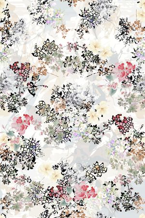 手绘花卉印花华亿平台图片