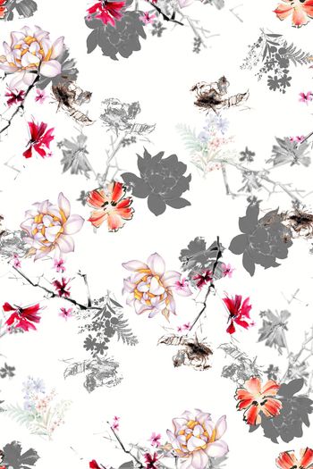 手绘花卉印花华亿平台图片