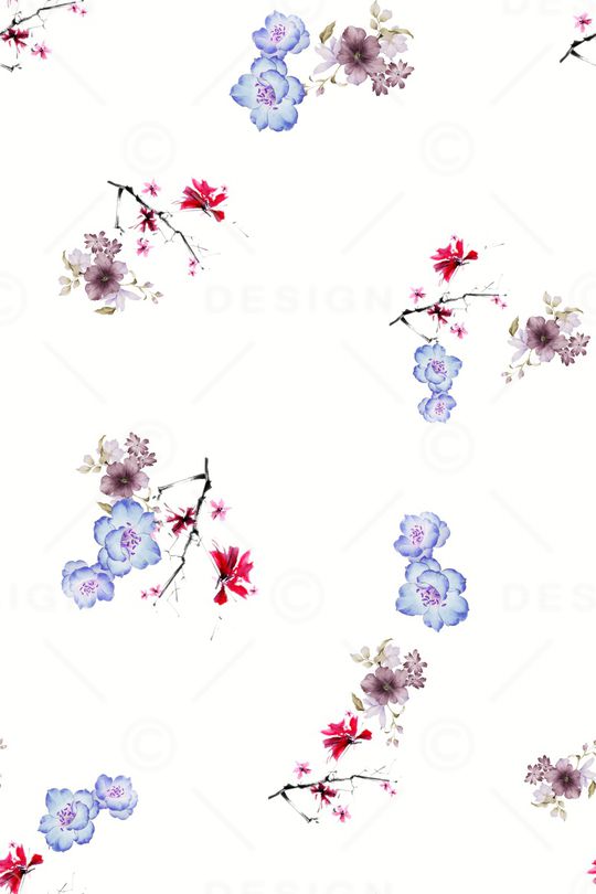 手绘花卉印花华亿平台图片