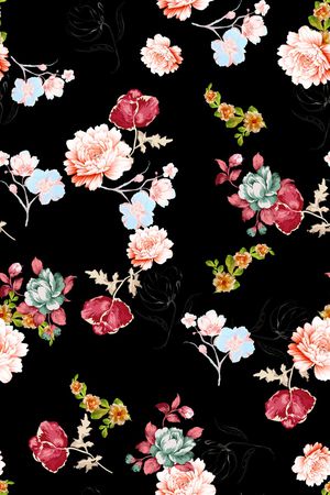 手绘花卉印花华亿平台图片