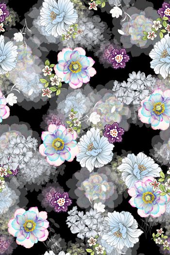 手绘花卉印花华亿平台图片