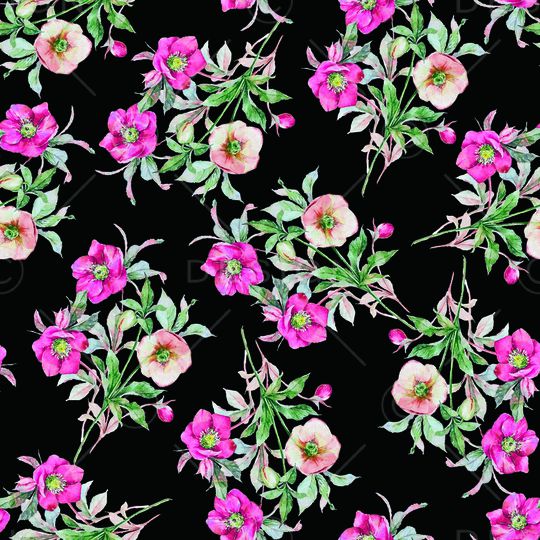 手绘花卉印花华亿平台图片