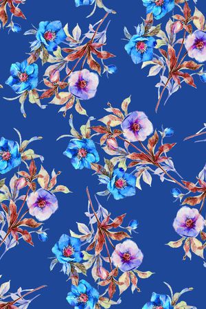 手绘花卉印花华亿平台图片