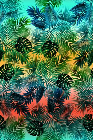 椰子树叶印花华亿平台图片