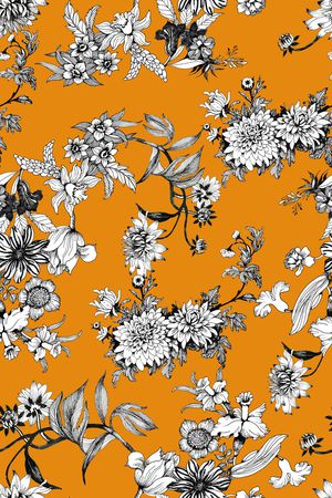 手绘花卉印花华亿平台图片