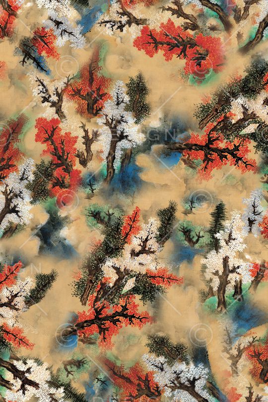 手绘花卉印花华亿平台图片