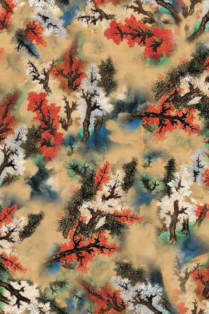 手绘花卉印花华亿平台图片