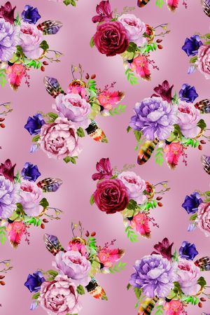 手绘大花印花华亿平台图片