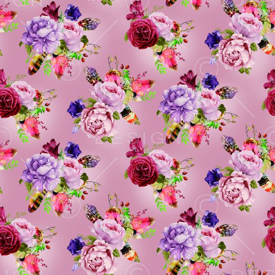 手绘大花印花华亿平台图片