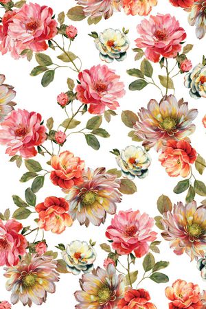 手绘花卉印花华亿平台图片