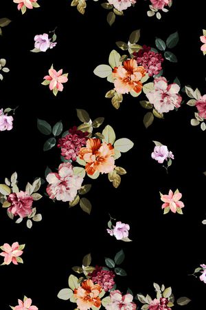 手绘花卉印花华亿平台图片