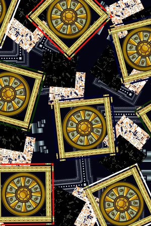 抽象男装印花华亿平台图片