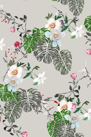 手绘花卉印花华亿平台图片