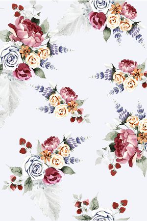 手绘花卉印花华亿平台图片