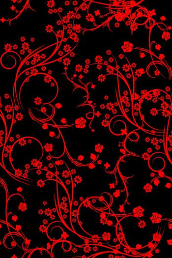 黑底花卉印花华亿平台图片