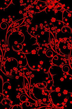 黑底花卉印花华亿平台图片