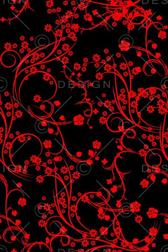 黑底花卉印花华亿平台图片