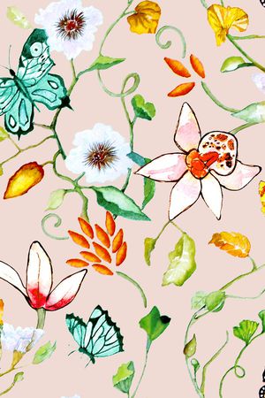 手绘花卉印花华亿平台图片