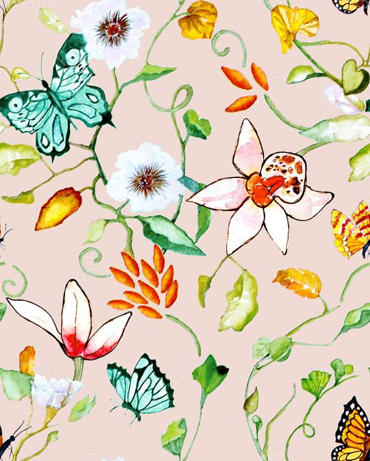 手绘花卉印花华亿平台图片