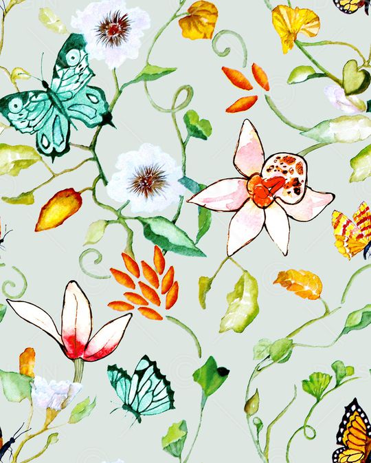 手绘花卉印花华亿平台图片