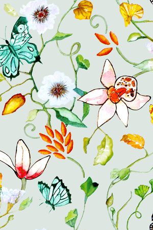 手绘花卉印花华亿平台图片