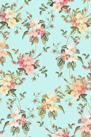 清爽底花卉印花华亿平台图片