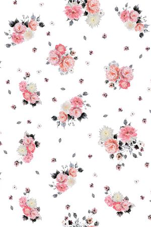 手绘玫瑰印花华亿平台图片