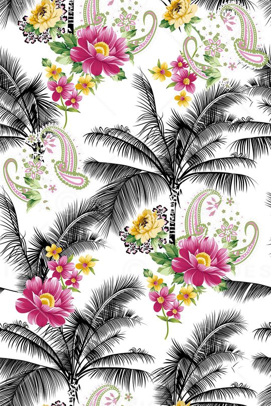 棕榈树印花华亿平台图片