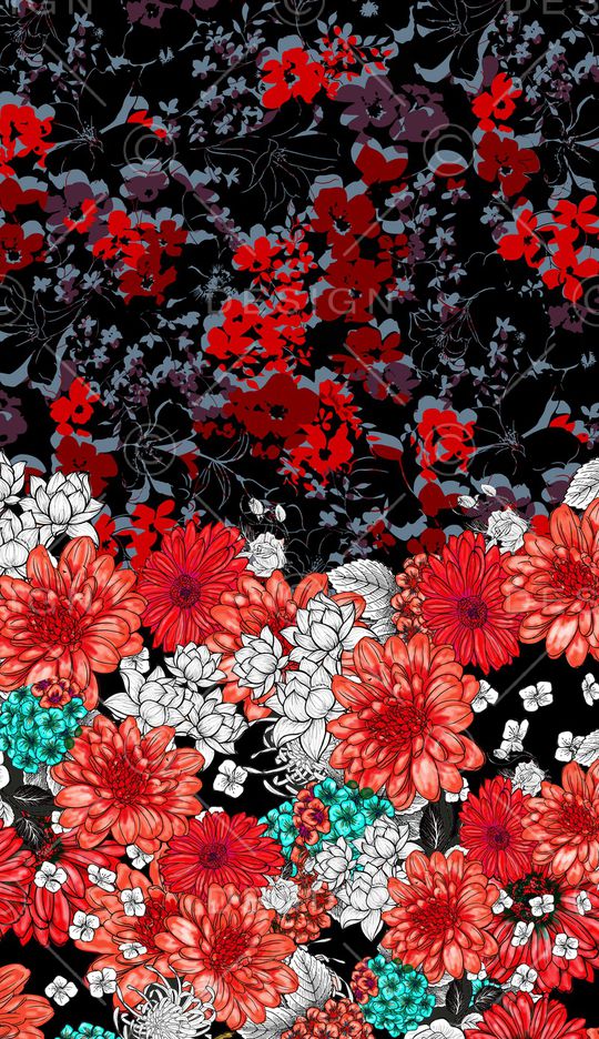 抽象花卉印花华亿平台图片