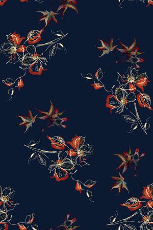 手绘花卉印花华亿平台图片