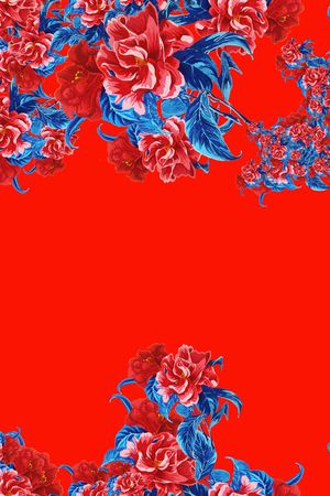 手绘玫瑰印花华亿平台图片